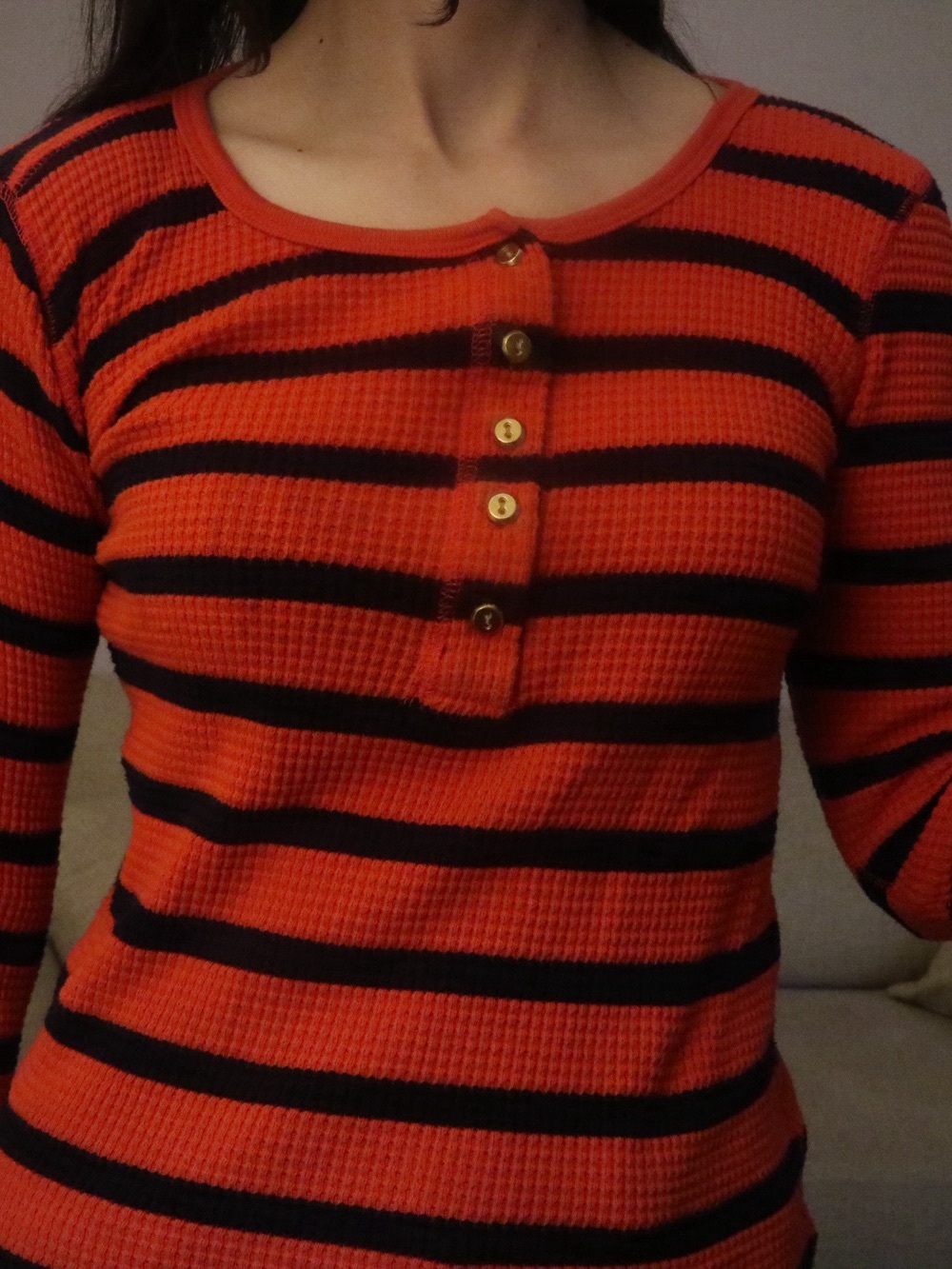 Red and navy J. Crew henley thermal